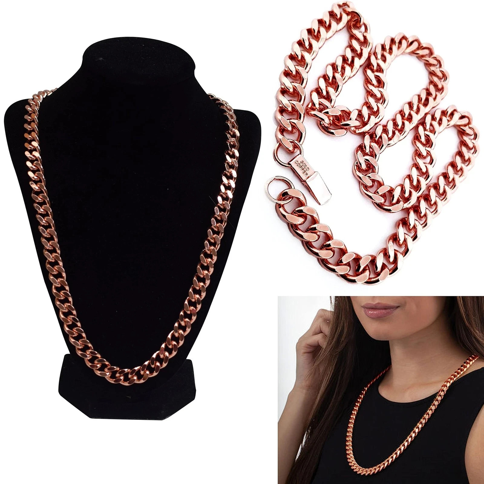 14mm Rose Gold Cuban Link Chain Necklace 316L Stainless Steel Miami Hip Hop