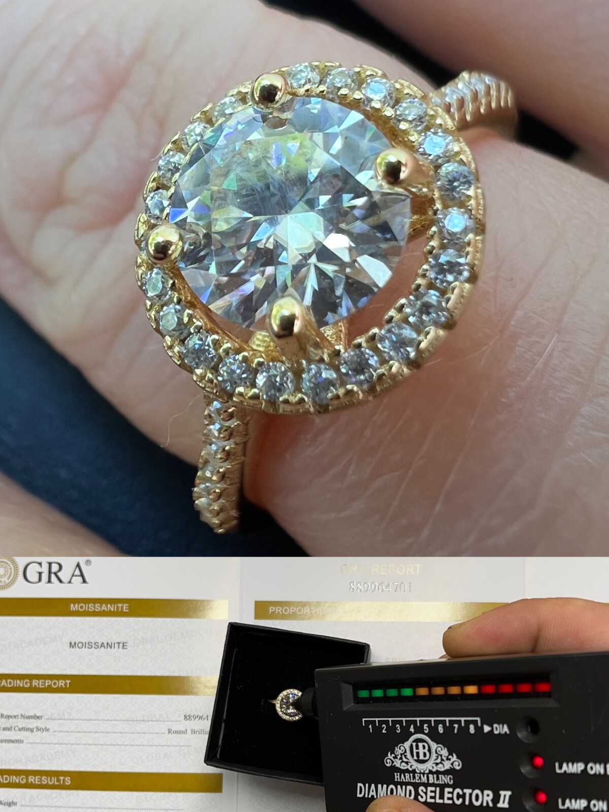 Real 1.2ct VVS D Moissanite Engagement Promise Ring 14k Gold Plated 925 Silver