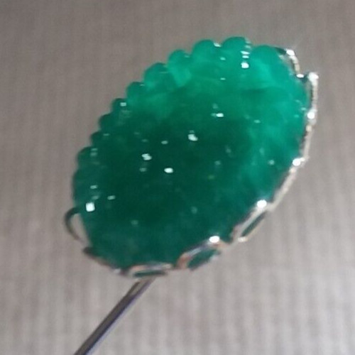 18x13mm Green Floral GlassCabochon Lapel Stick Pin 07-01-2024