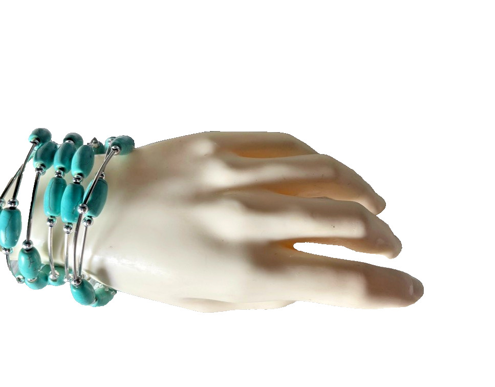 Western Womens Bracelet 52 x 1/4 in Turquoise Spiral Wrap Cuff Cowboy Adjust