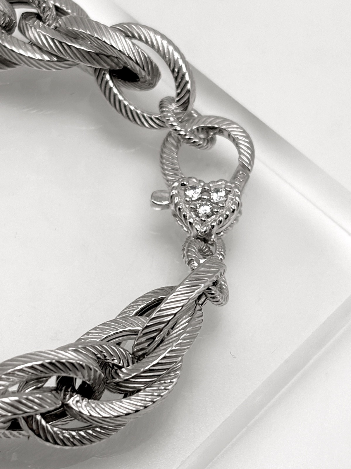 JUDITH RIPKA Verona Sterling Silver Cubic Zirconia Link Bracelet – Small – NIB