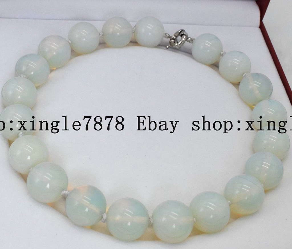 Huge 12mm Natural White Moonstone Gemstone Round Beads Necklace 20” AAA+
