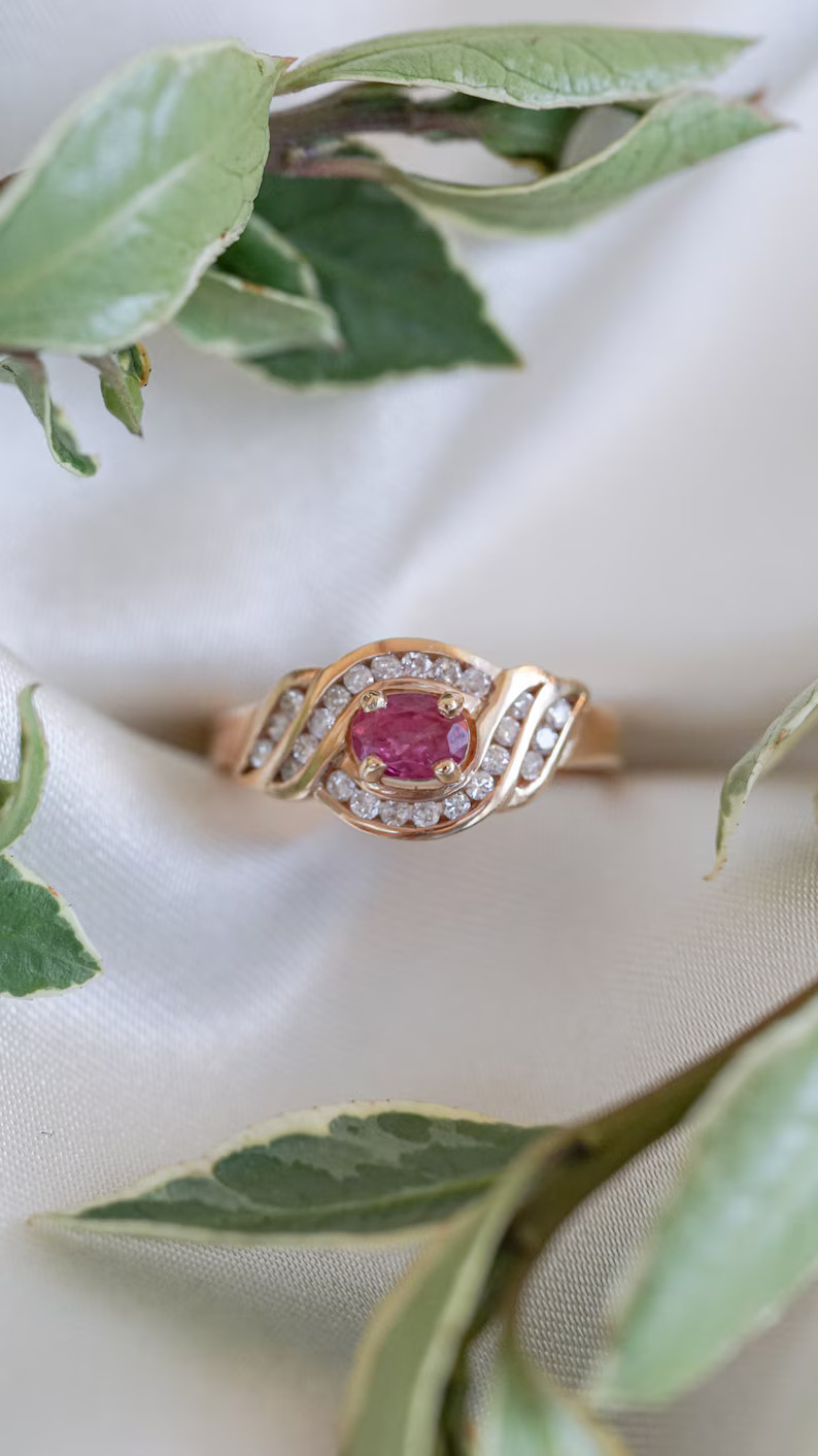 3.25 Ct Oval Cut Simulated Ruby 14k Yellow Gold Plated Elegant Engagement Ring