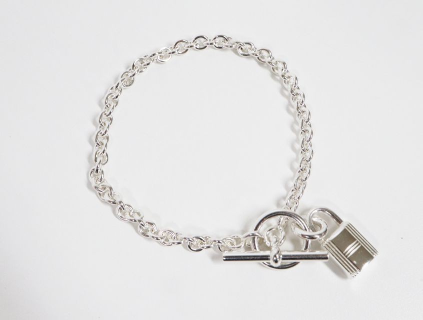 HERMES Amulette Cadena Sterling Silver Bracelet 19.5cm Women’s Unisex from JAPAN