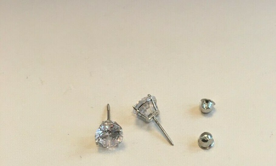 2ct ROUND FLAWLESS LAB SIMULATED DIAMOND STUD EARRINGS 14K SOLID WHITE GOLD