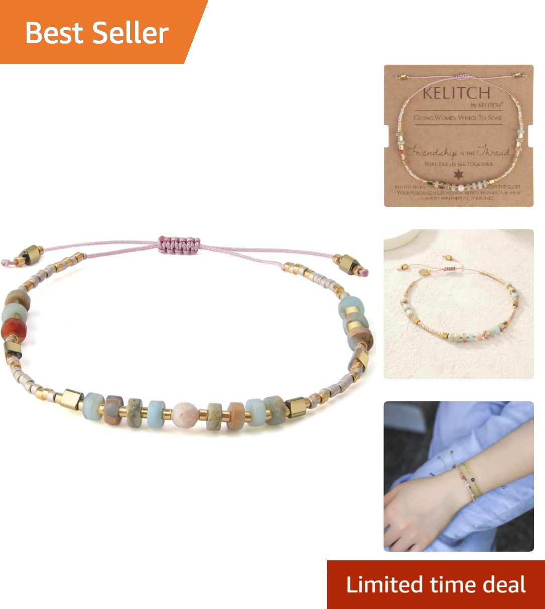 Handmade Boho-Chic Crystal Shell Beaded Friendship Bracelets – Adjustable Size