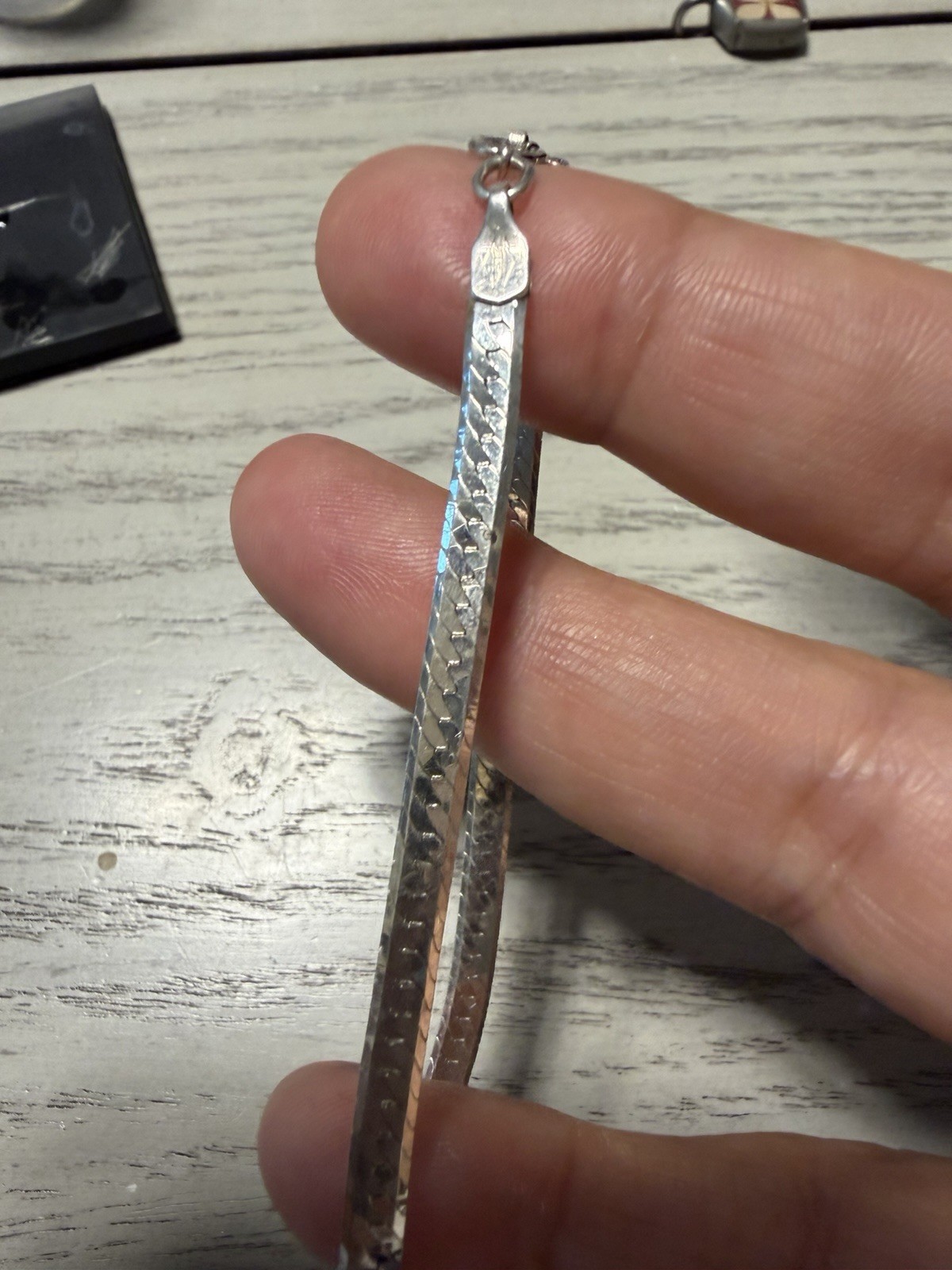 Sterling Silver Textured Hinged Bangle Bracelet 7 in Spring Ring Clasp