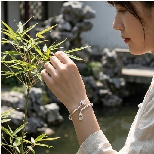 Bamboo Bracelet Butterfly Charm Dangle Bangle Women Fashion Jewelry Gift