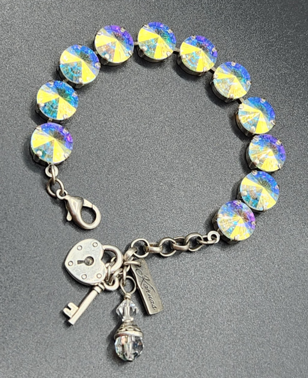 KARNAS AB Crystal Antique Silver Finish Bracelet