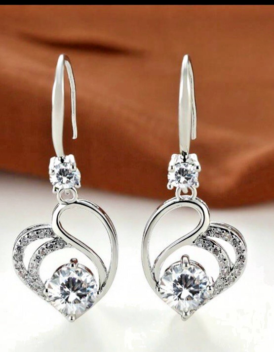 Beautiful Heart Hook Purple Earrings Made With Swarovski Crystal