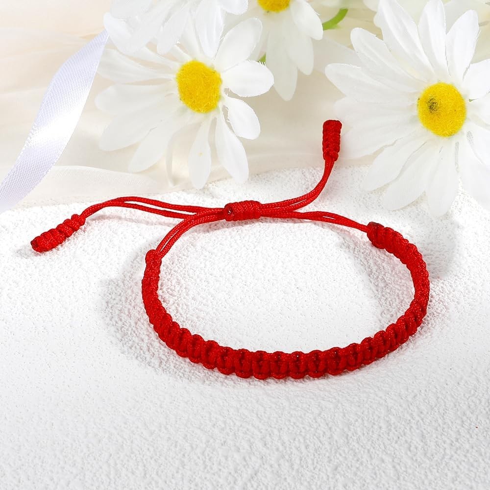 Red Protection Bracelet for Adults – Adjustable Strand with Buddhist Knot Design