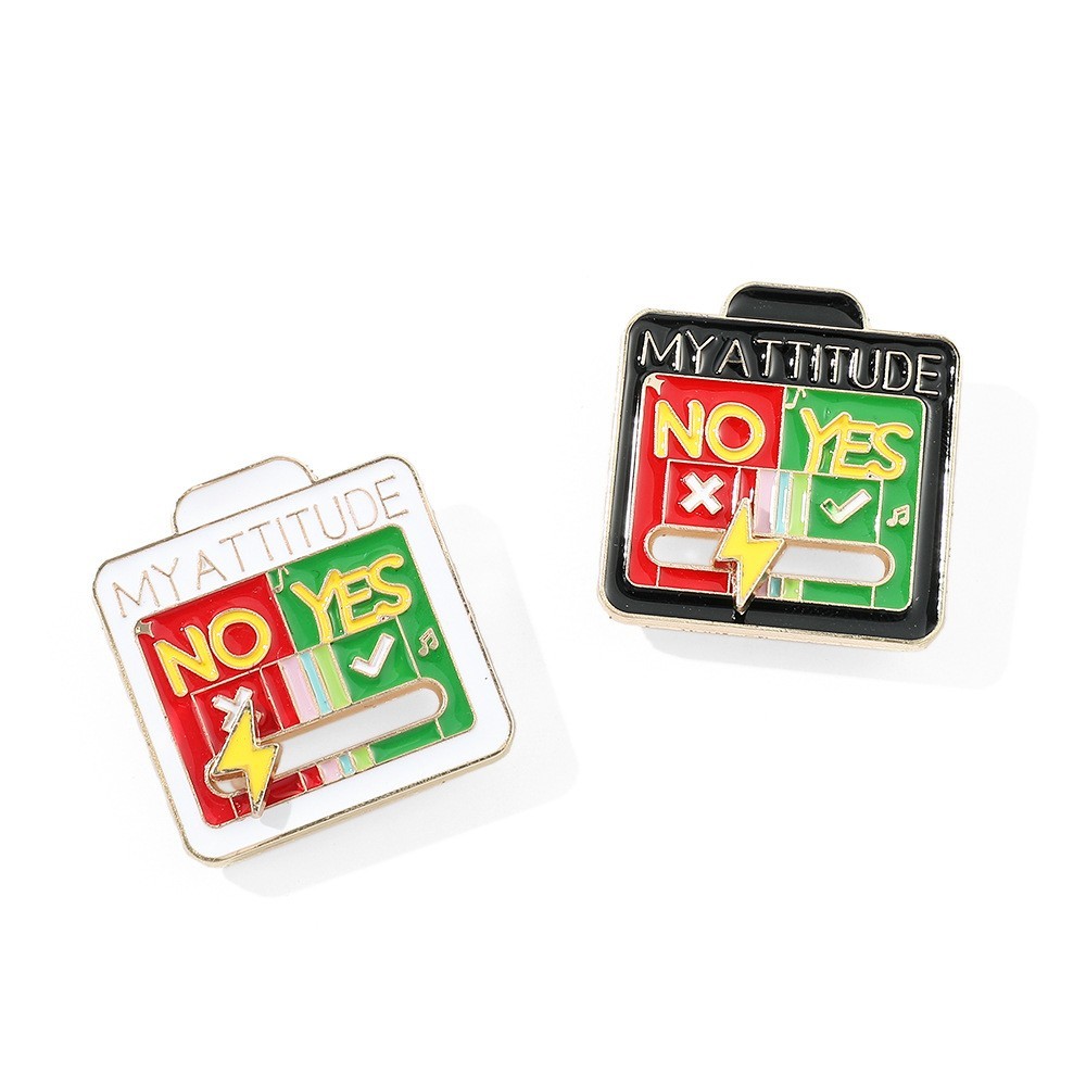 Cartoon Expression Design Enamel Pin My Attitude Brooch Pin My Social Battery