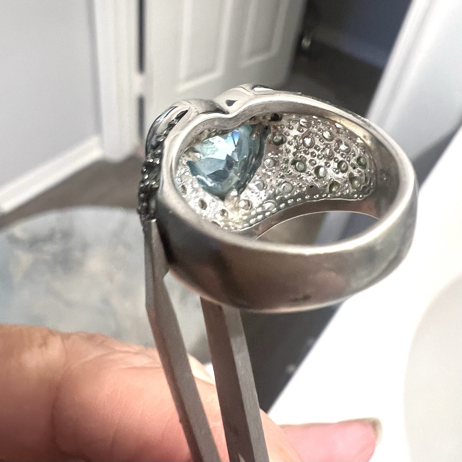 925 Silver Heart Ring 8.5 Grams Size 7 Cocktail Statement Ring Vintage Estate