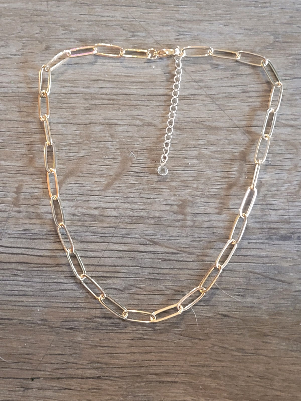Goldtone Adjustable Paper Clip Chain Necklace Lobster Clasp Women’s Jewelry
