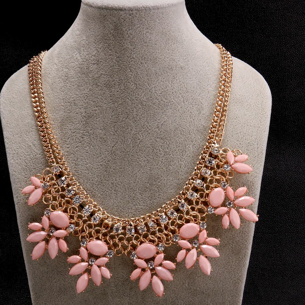 Women Elegant Chain Choker Bib Rhinestone Crystal Charm Statement Necklace #DN82