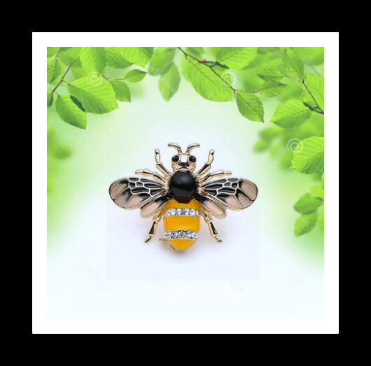 SMALL CUTE HONEY BEE INSECT BUG LAPEL BROOCH PIN~VINTAGE STYLE~RHINESTONE ENAMEL
