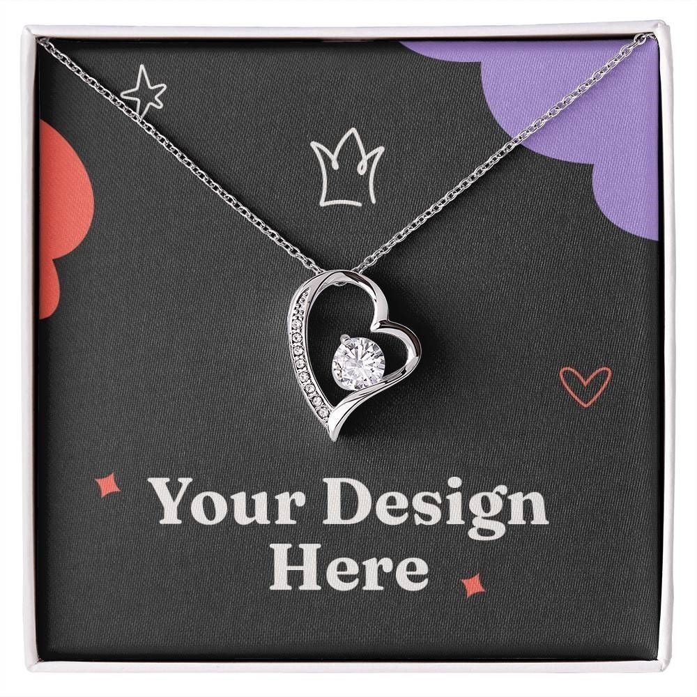 Ladies Forever Love Necklace 14k White Gold Finish 6mm Round Cut CZ Stone