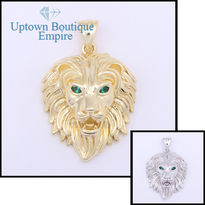 Lion King Blue Eye Leo Men’s 925 Sterling Silver Gold CZ Pendant Charm*ADF