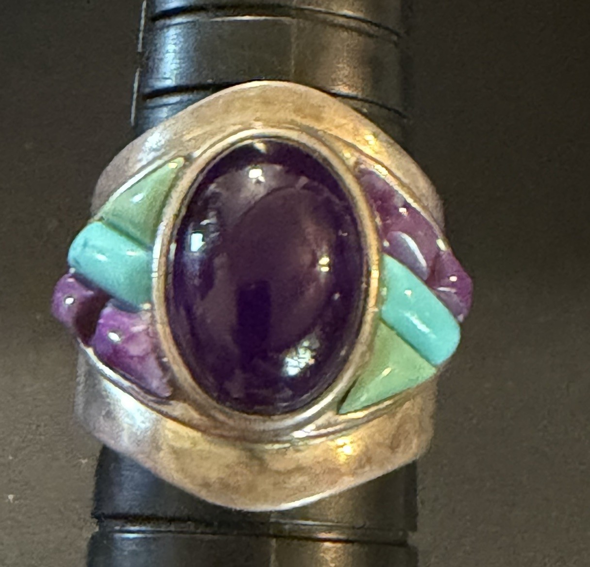Vintage DTR JAY KING SILVER 925 TURQUOISE & AMETHYST RING SIZE 8.5 10.8g
