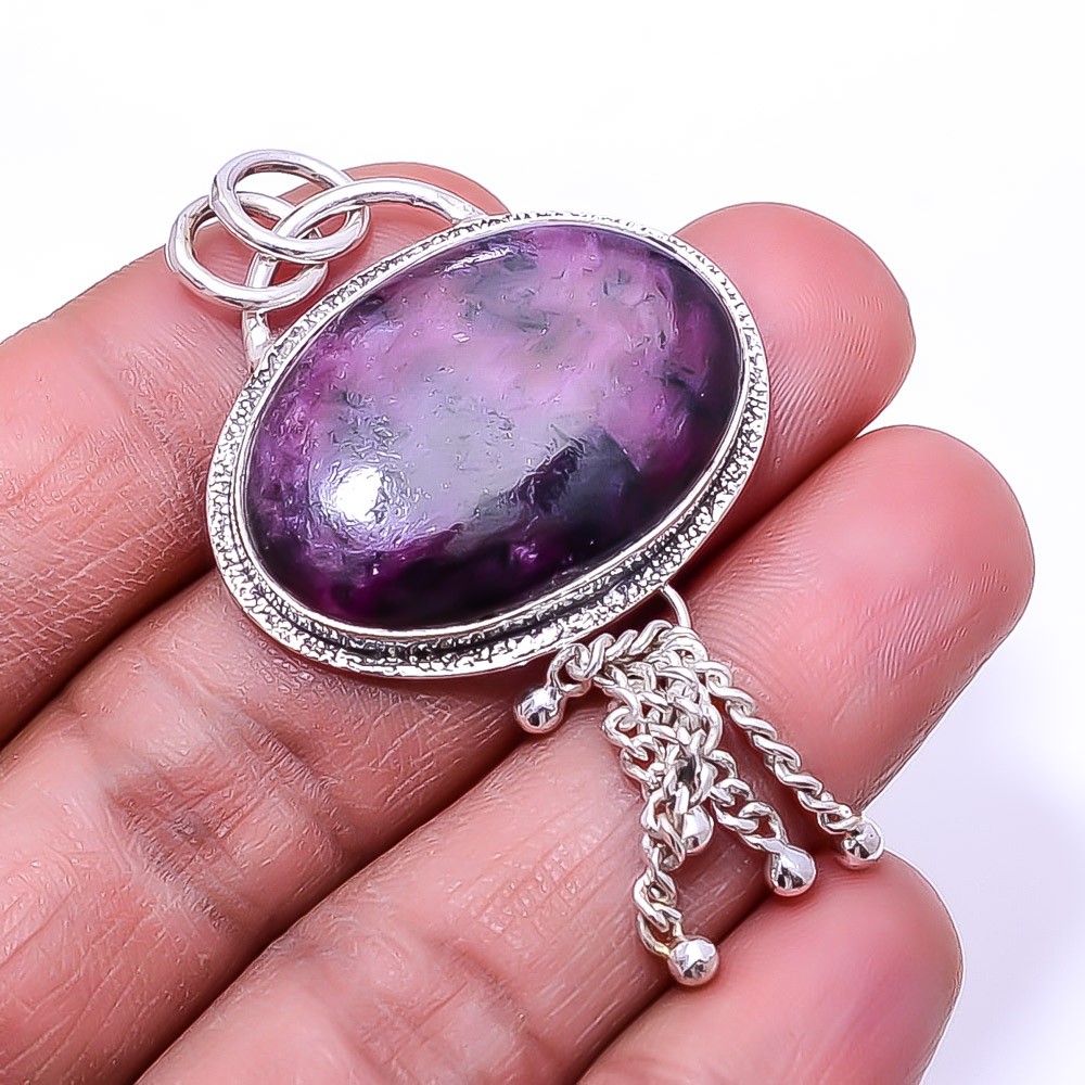 Ruby With Zoisite – Tanzania 925 Sterling Silver Pendant 2.26″ P38