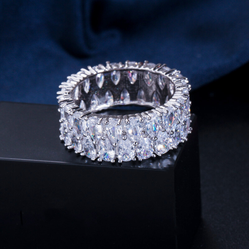 CWWZircons Luxury Green Cubic Zirconia Big Round Wedding Party Rings for Women
