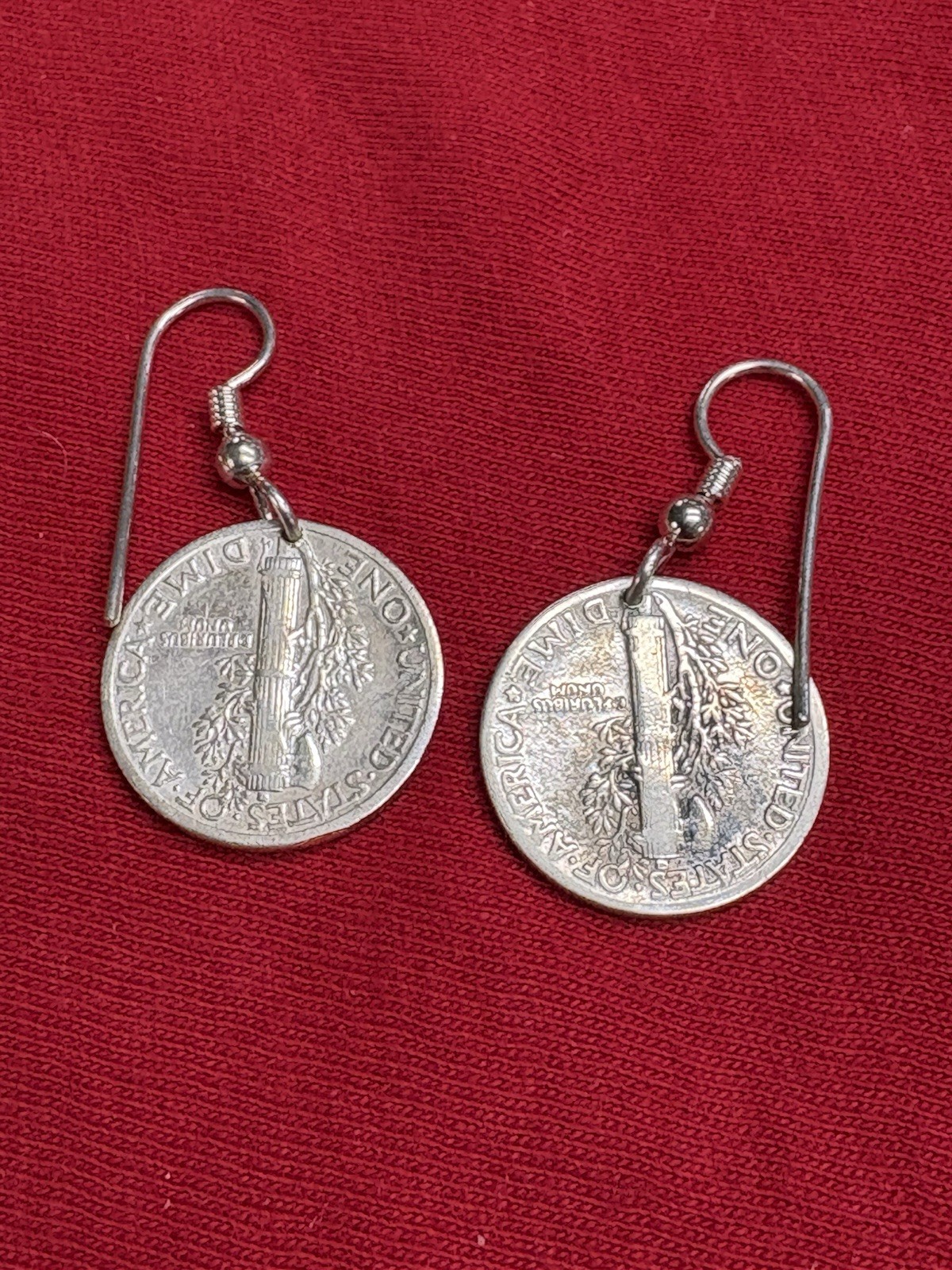 Vintage 1936 MERCURY DIME 90% SILVER Coin Jewelry EARRINGS With .925 Earwires!