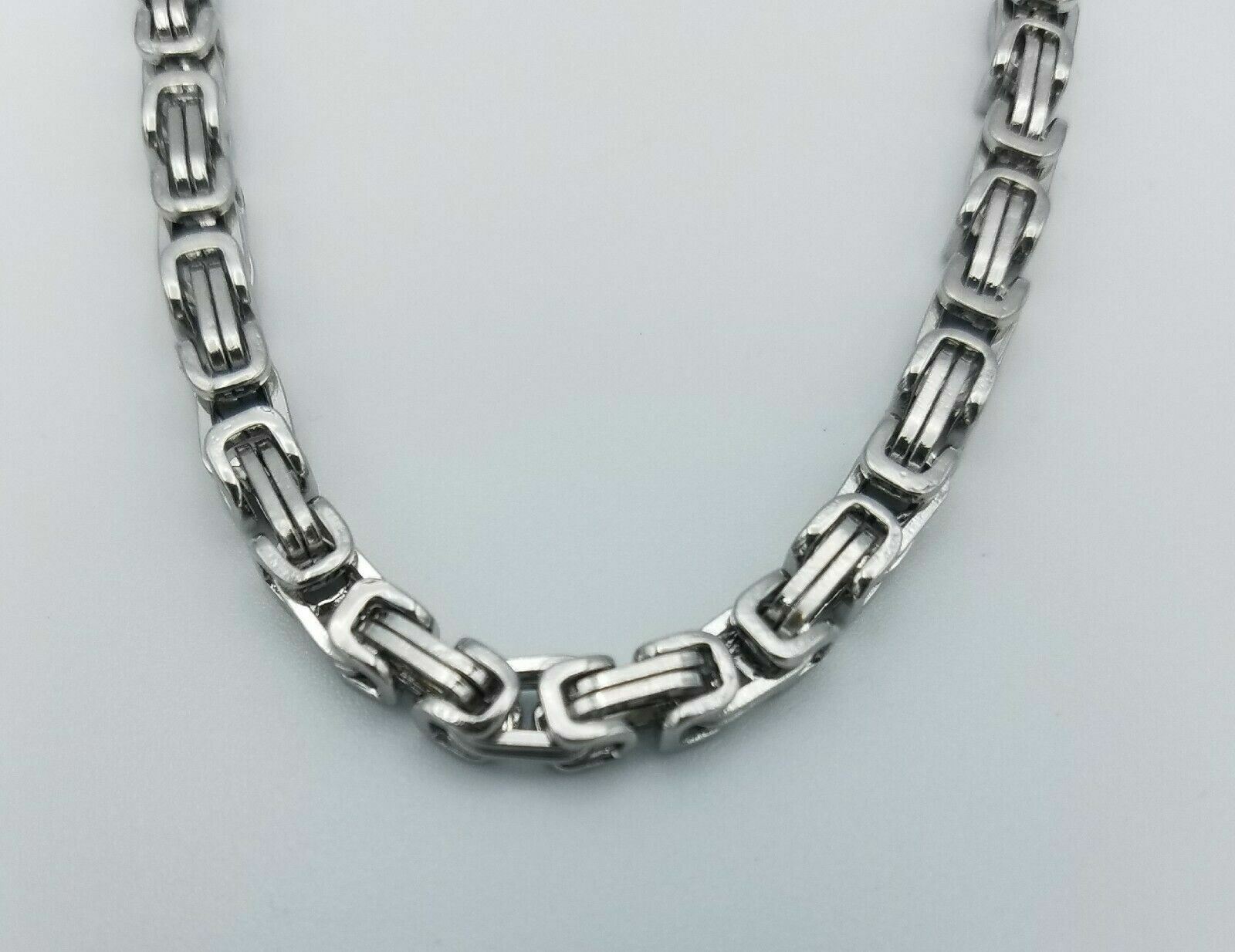 18″ STAINLESS STEEL SILVER 4MM BYZANTINE TURKISH BOX ROPE CHAIN NECKLACE