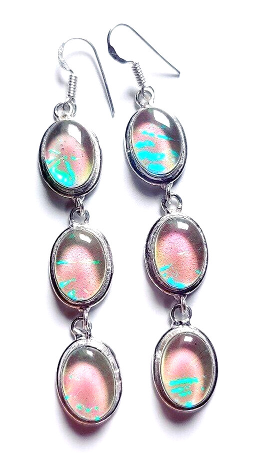 Australian Triplets Opal Gemstone 925 Sterling Silver Handmade Jewelry Earrings