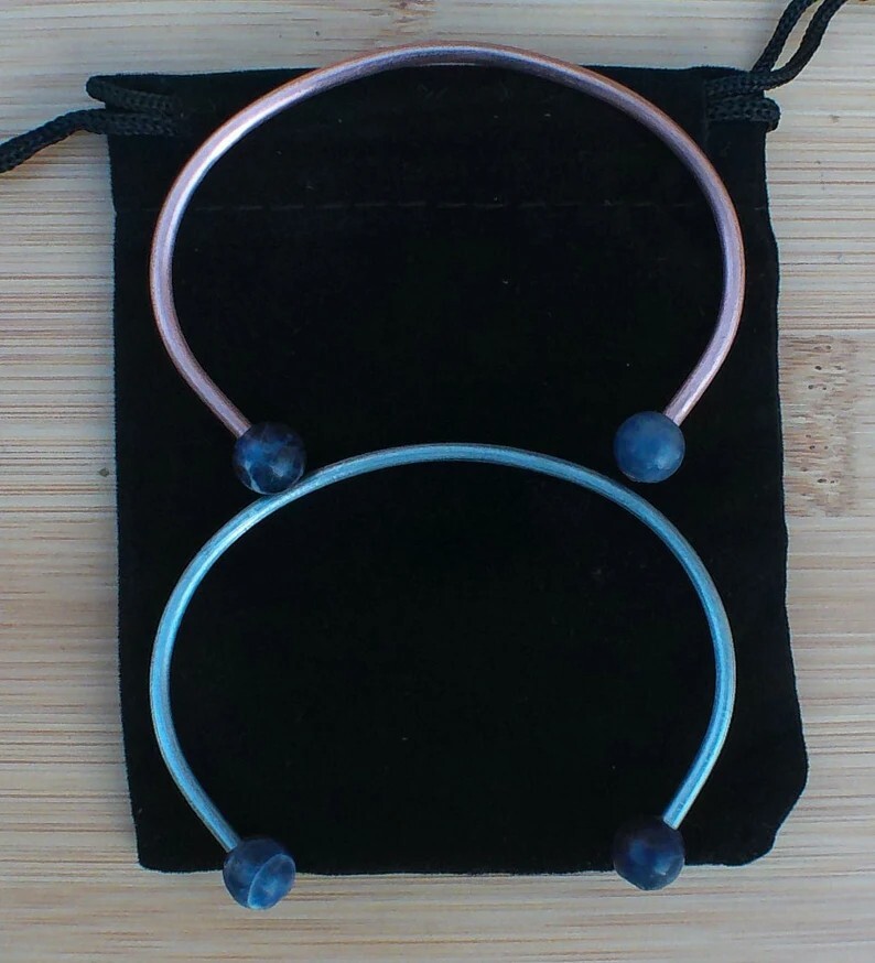 Pharaoh Electric Cuff Bracelet with Stone Beads