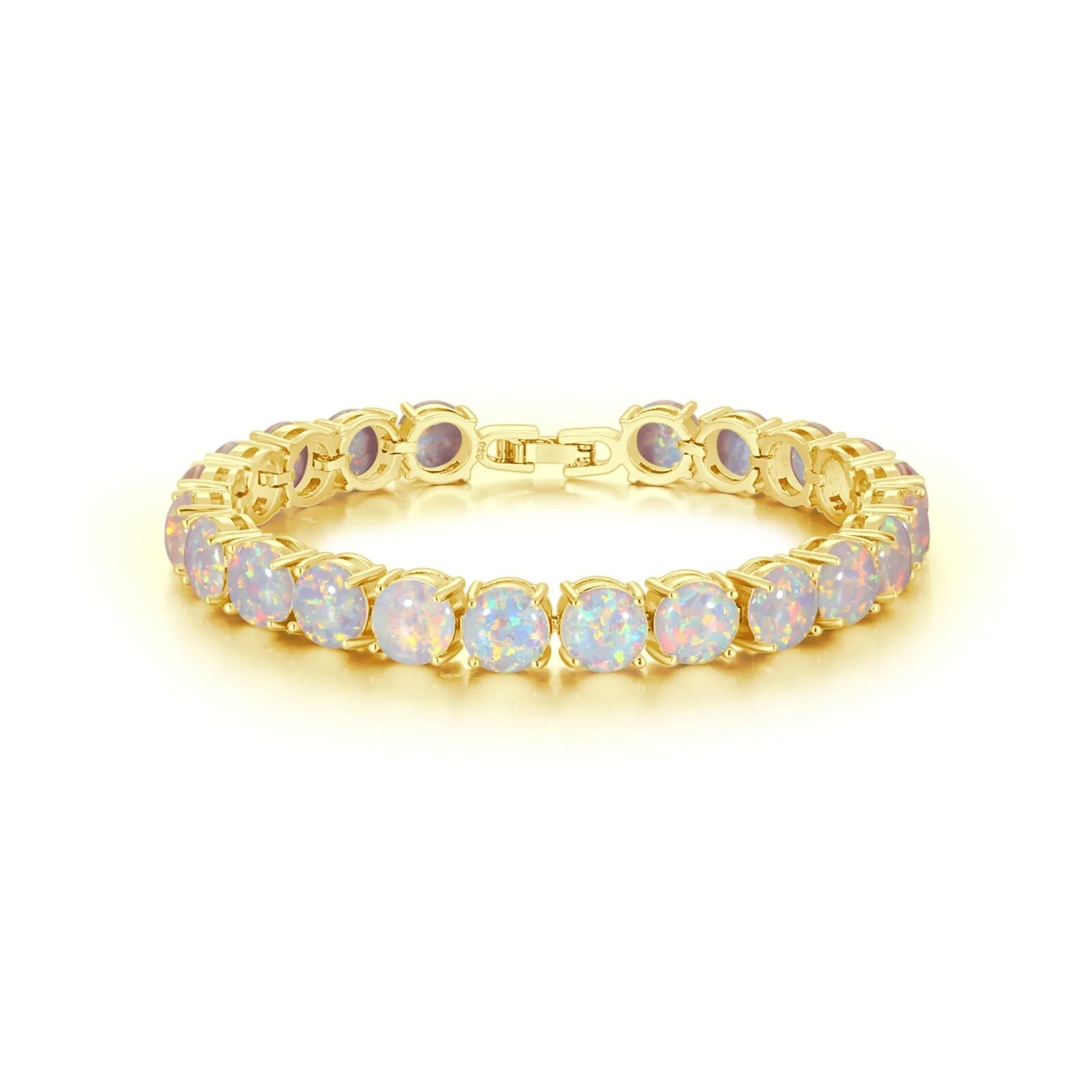 Hawaii White 8mm Opal Round Bracelet 925 Sterling Sliver Jewelry For Women Girls