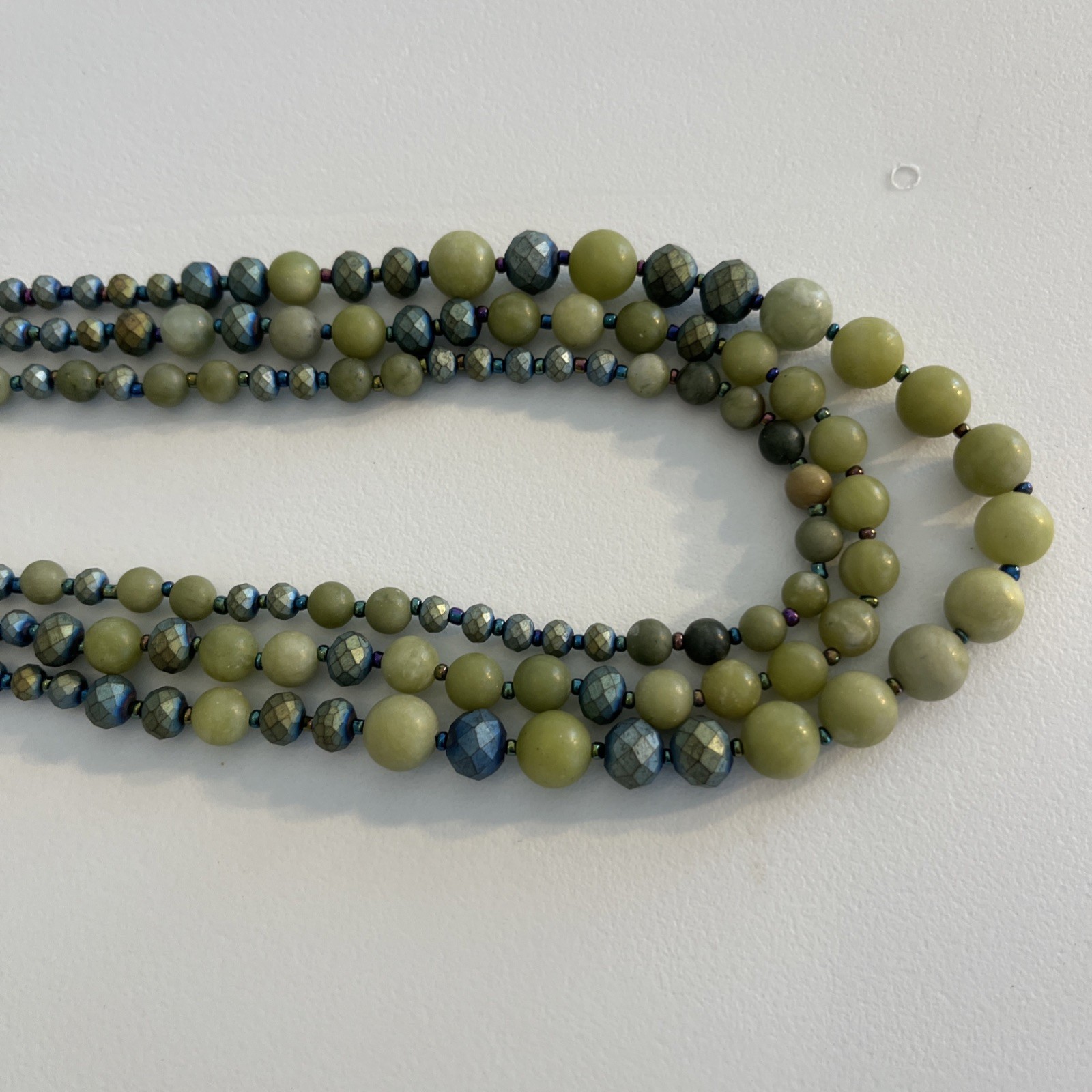 Layered Beaded Chain Necklace Multi-Color Statement Costume Jewelry