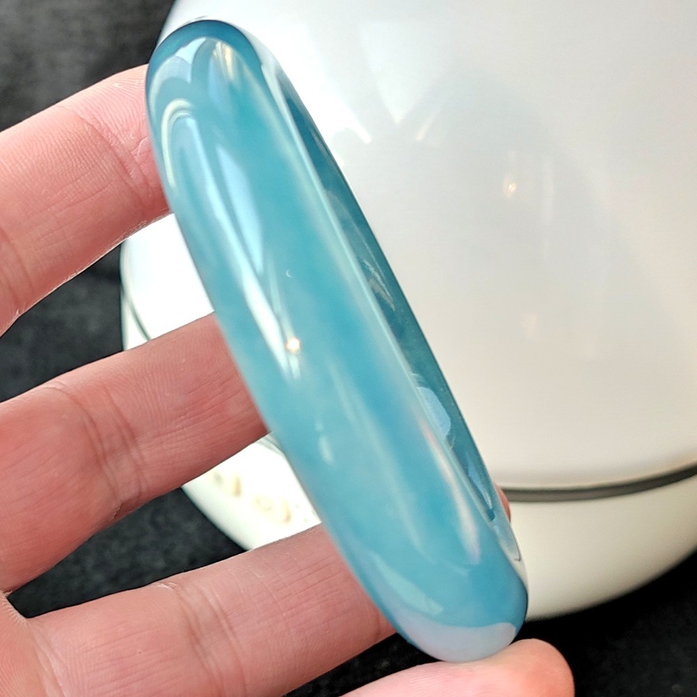 Certified Ice BlueWater 58mm Natural Burma Jade jadeite Bangle Bracelet