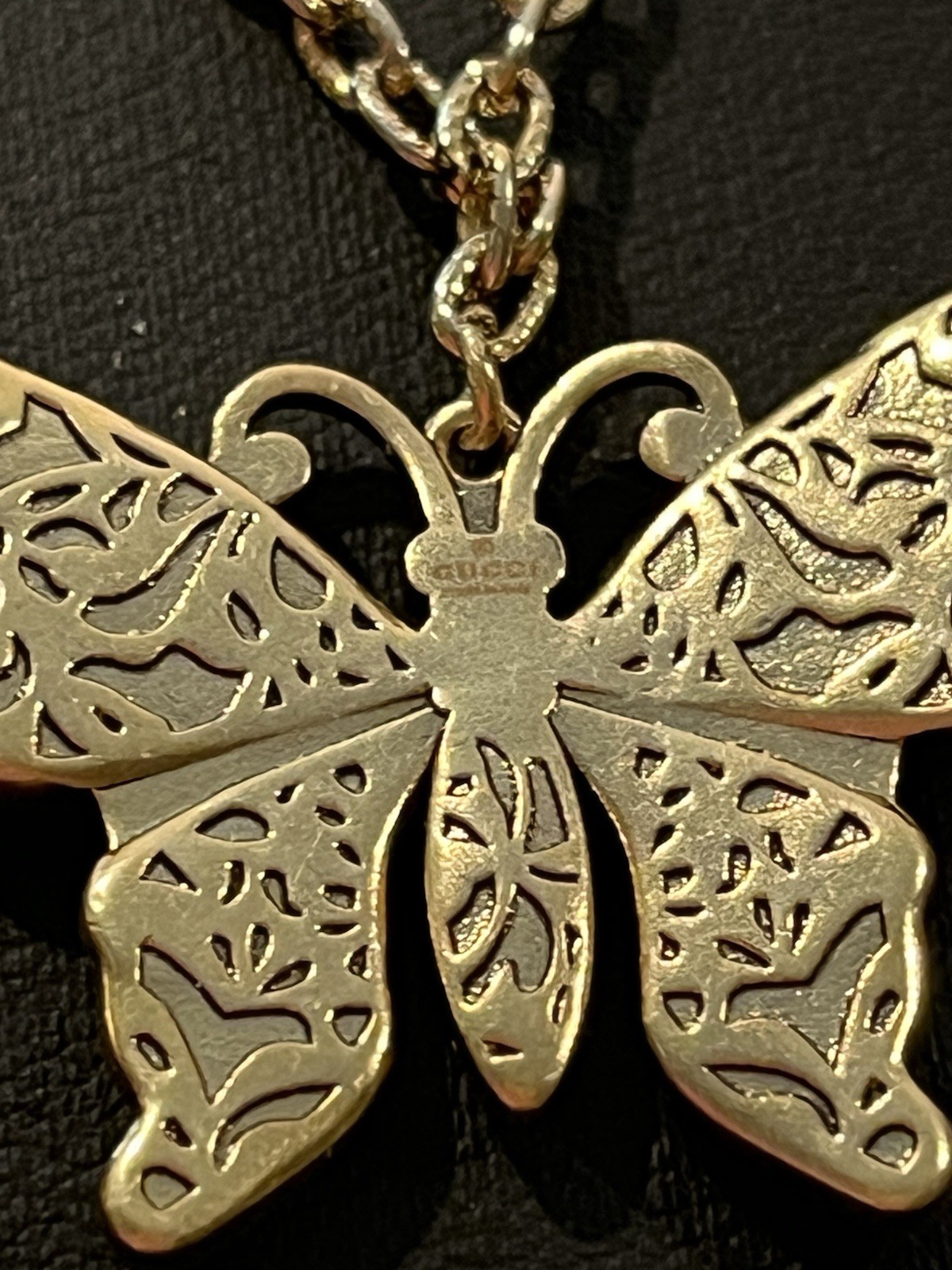 Butterfly Multi Color Zipper Pull Charm On Gold Tone Necklace
