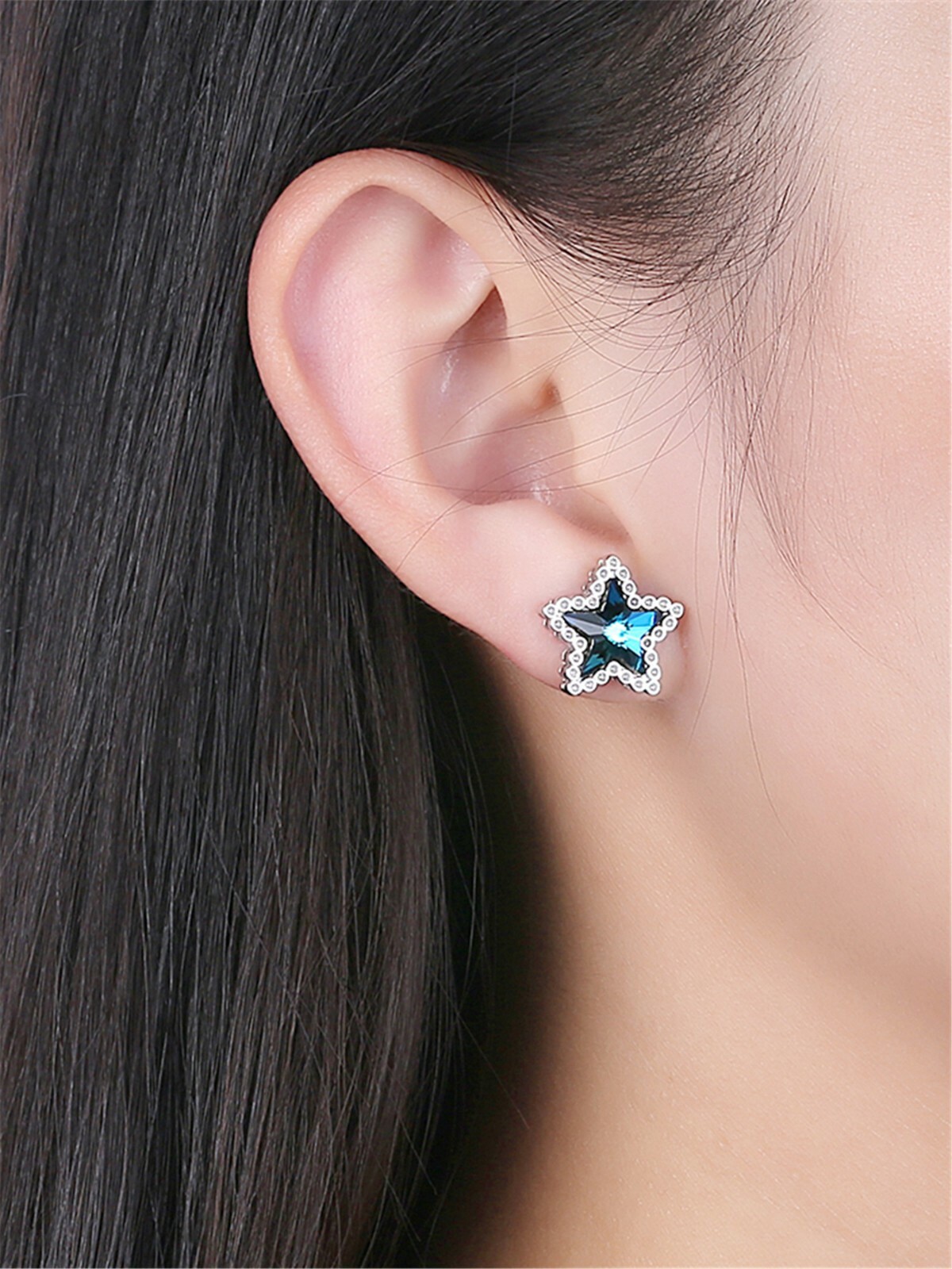 925 Sterling Silver Crystal Swarovski Star Dangle Drop Earring Her New Year Gift
