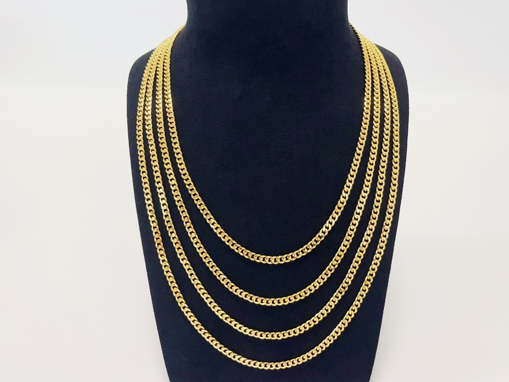 18k gold 4mm Mens Miami Cuban Link Chain SOLID yellow gold Necklace 20-26 in