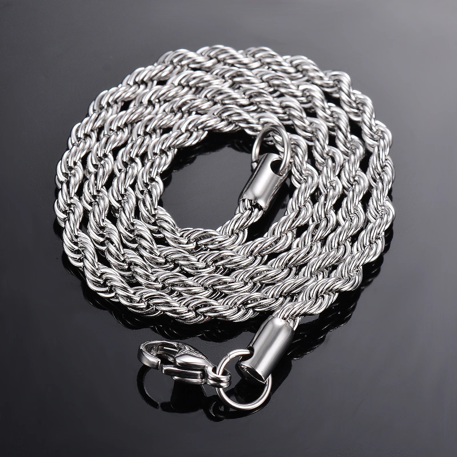 2/2.5/3/4/5/6mm 316L Stainless Steel Women Men Rope Chains Necklaces 18-32”