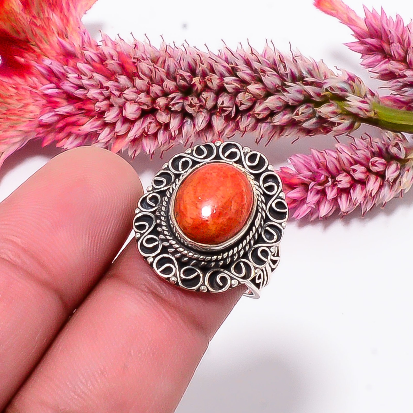Sponge Coral – Italy Fine Art Oxidised 925 Sterling Silver Ring S.7 R115514