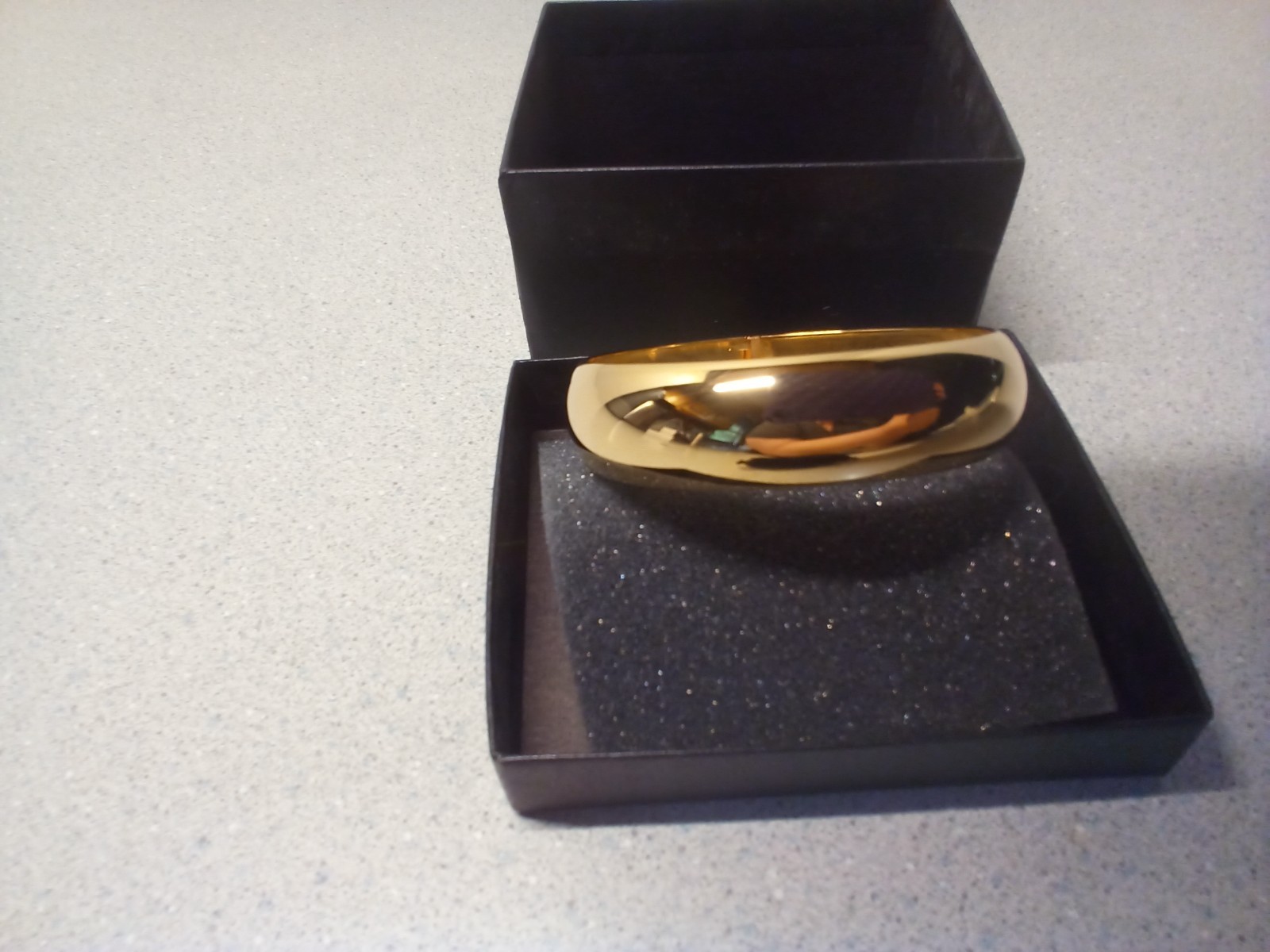 Technibond Bold Bangle Bracelet Gold Over Silver 8″ Wrist NEW