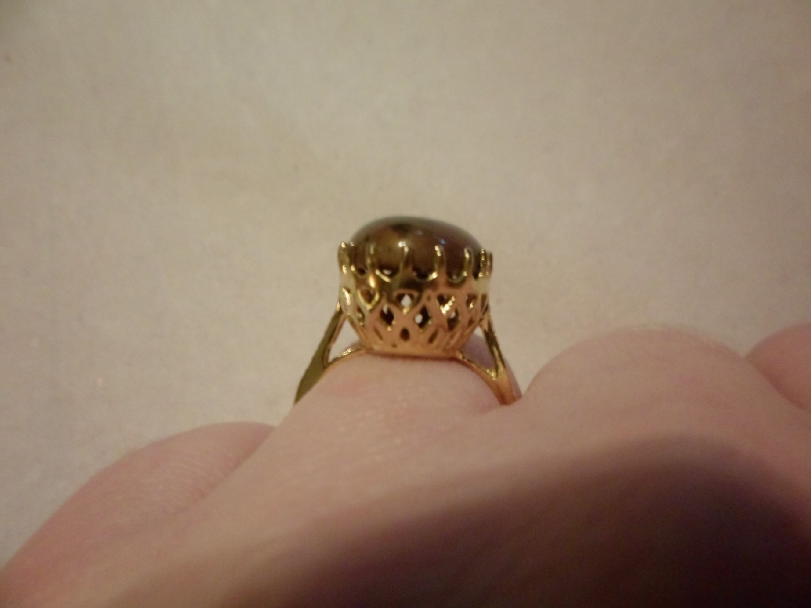 Mookite Oval Solitaire Ring in 18K Yellow Gold Overlay-Size 7-8.70 Carats