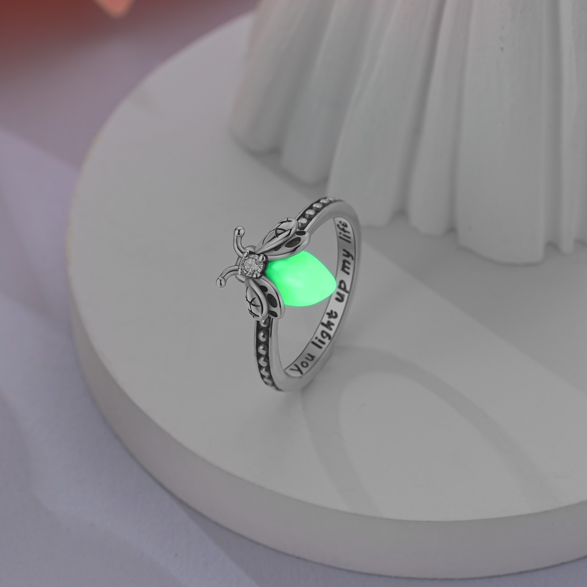 LAZA 925 Sterling Silver Luminous Firefly Finger Ring AAA CZ Women Jewelry
