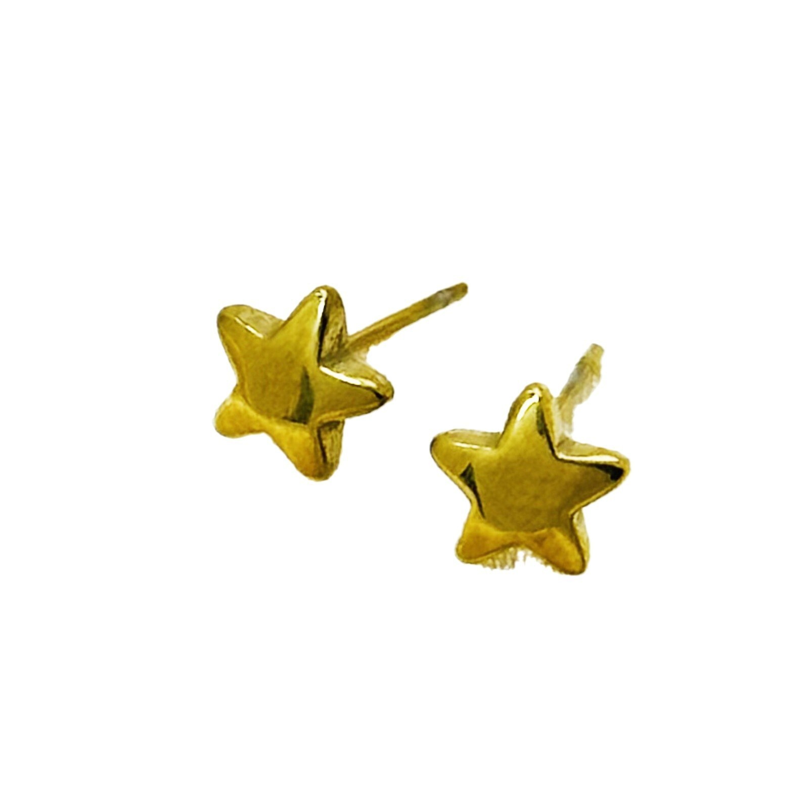 Gold Star Moon Earrings Stud Post Celestial Stainless Steel Hypoallergenic PE43