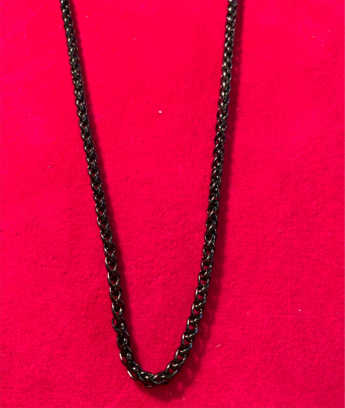 16″-60″ Men ,Women, ,3mm Stainless Steel Black Plated Braided Wheat Necklace-BLK