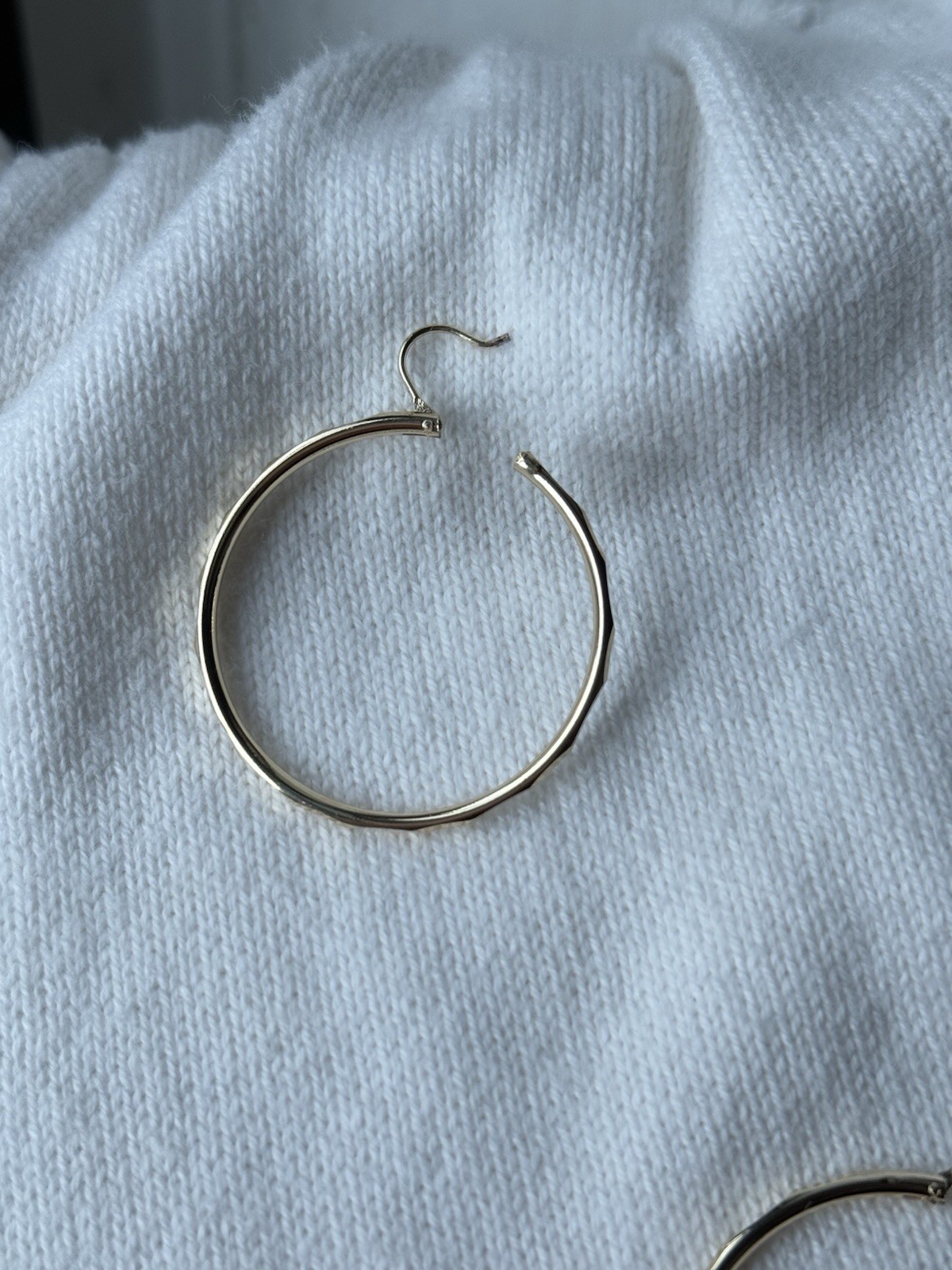 Gold Endless Style Hoop Earrings with Diamond Cuts