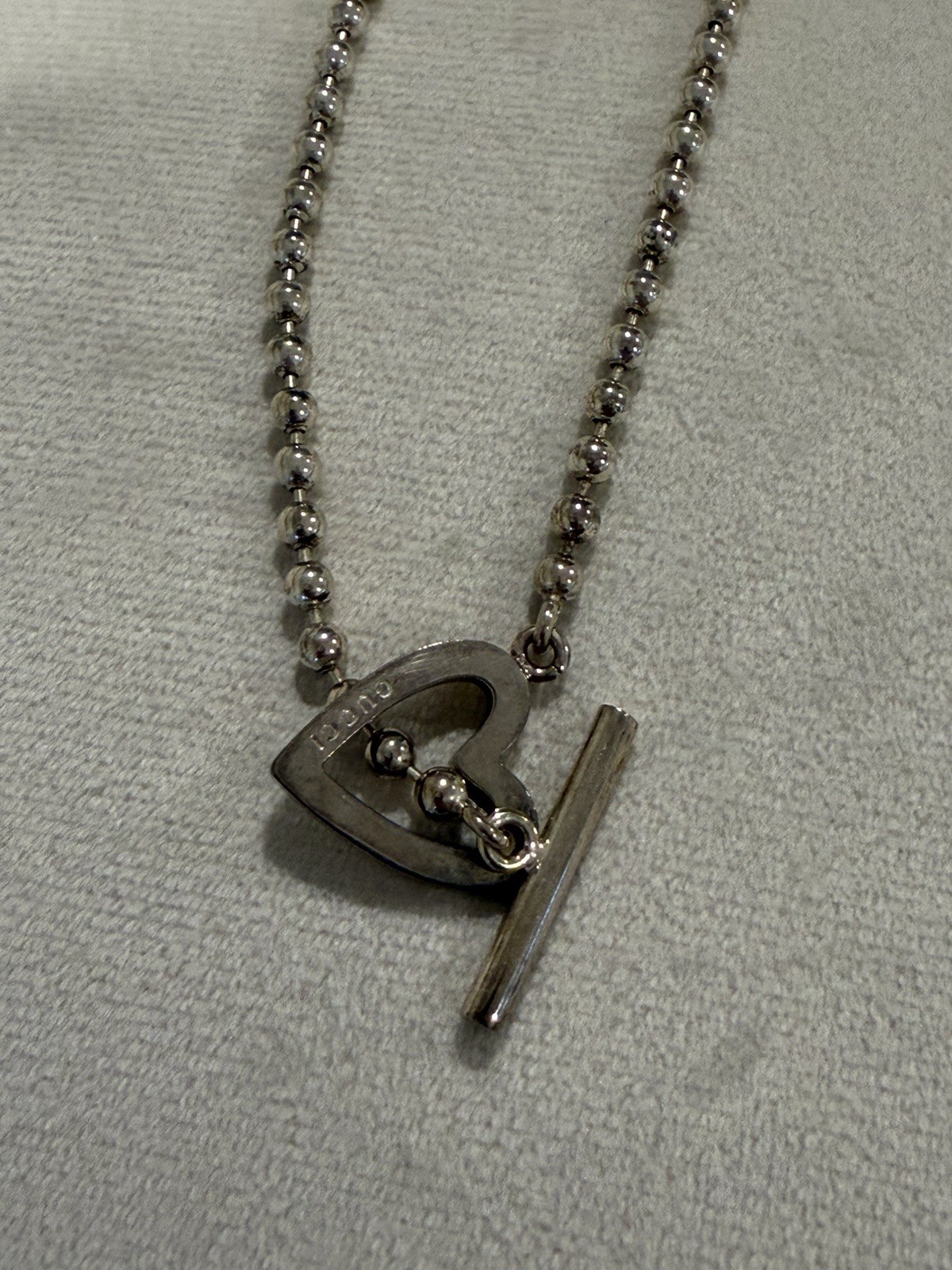 Gucci Authentic Toggle Heart Silver Necklace