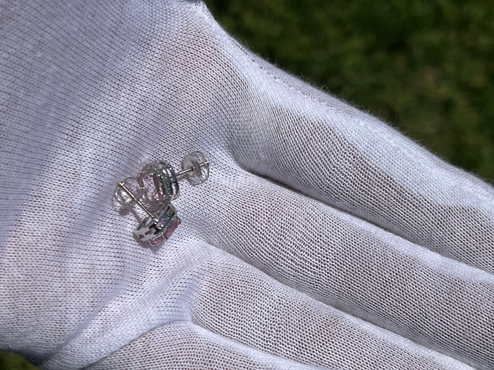 Loupe clean Morganite Pendent and Earrings. 0.35 cts of VS Diamonds