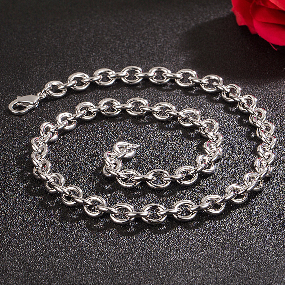 Men’s 925 Sterling Silver Round Cable Chain Rolo Chain Necklace 8.5mm 16″-26″