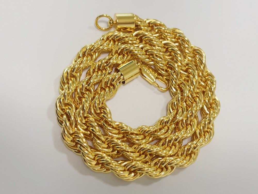 18K Yellow Gold Diamond Cut Rope Chain 10mm NecKlace Mens Womens 28″