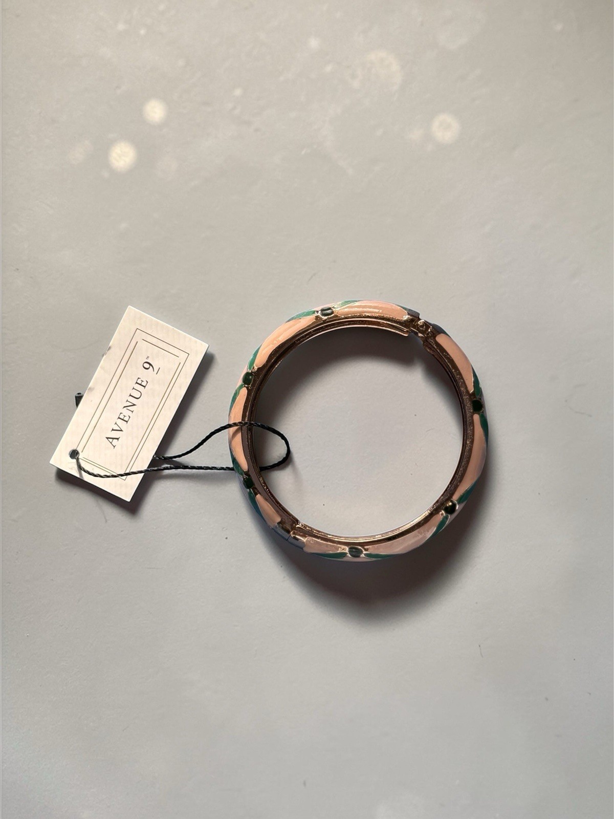 Bangle Bracelet Hinged Pink & Green Gold-tone Brand Avenue 9 NWT