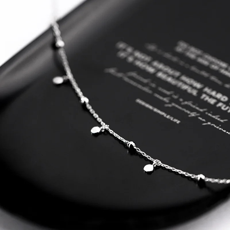 925 Sterling Silver Women’s Neck Chain Jewelry Tassels Round Necklaces Vintage L