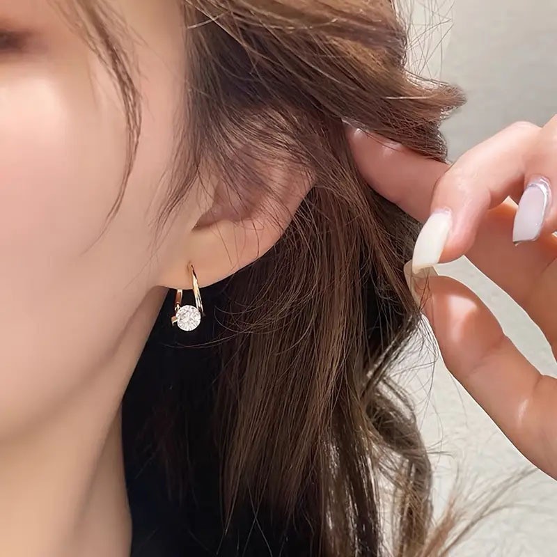 Women’s Fashion Golden Earrings Elegant Zircon Earrings Zinc Alloy Jewelry Gift